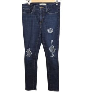 Levi Strauss 311 Shaping Skinny Jeans Dark Wash Distressed Ripped Womens Size 28